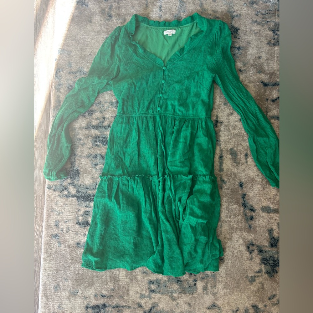 ODDY Vibrant Green Long Sleeve Dress